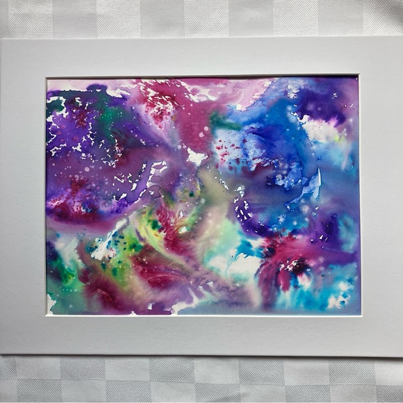 Abstract Original Colorful Contemporary Watercolor Wall Art Painting - Picture 1 of 16
